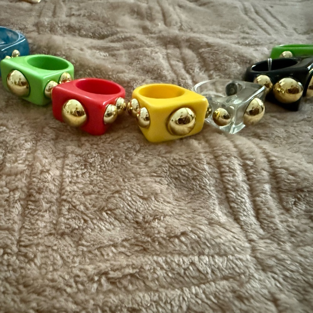 Colorful Chunky Rings with Gold Accents